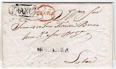 Pre-philately. Letter written in Povoa da Lomba on 18.10.1830, COIMBRA mark, sent free, with 
