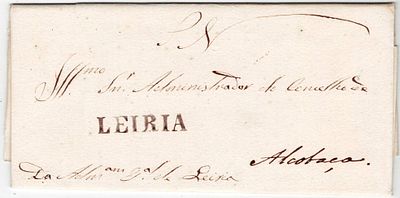 Pre-philately. Letter from the National Service, written in Leiria on March 25, 1837, marked 