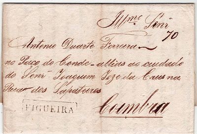 Pre-philately. Letter written in Figueira da Foz on December 8, 1839, marked FIGUEIRA, FIG6 