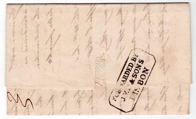 Pre-philately. Letter written in Lisbon on April 24, 1843, to Porto, with the handwritten 