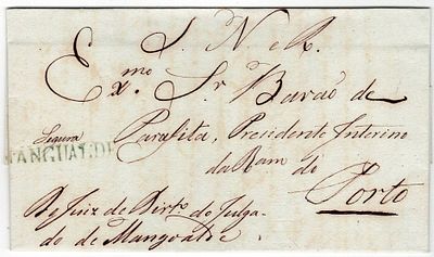 Pre-philately. Secure letter from the SNR (National Republican Guard), written in Mangualde on 