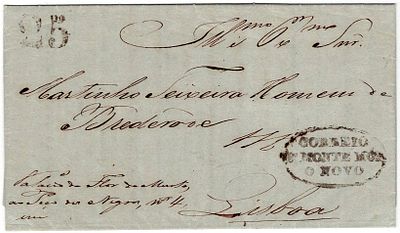 Pre-philately. Letter written in Lavre on April 13, 1850, mailed in Montemor-o-Novo, marked 