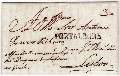 Pre-philately. Letter written in Portalegre on 16.10.1838, marked PORTALEGRE PTG1, rar.2, in 
