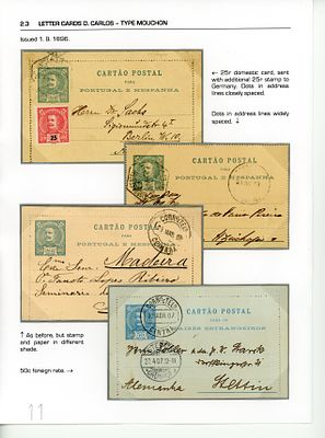 Postal stationery from Portugal 1896, D. Carlos Mouchon OM5 and 6, with postage of 25 and 50 
