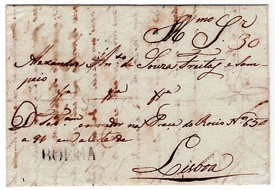 Pre-philately. Letter written by Borba on November 25, 1834, marked BORBABRB1 in black, rar.6 