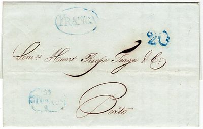 Pre-philately. Printed circular letter from Porto dated September 20, 1847, sent FRANCA PRT PP4 