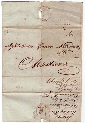 Postal history Pre-philately. 1805. FWA. Portugal. Letter sent from Lisbon on 11.5.1805, was 