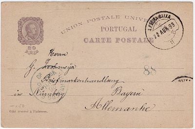 Postal Stationery. Portugal. Centenary of India. 20 reis stationery, written in Soalheira, by 