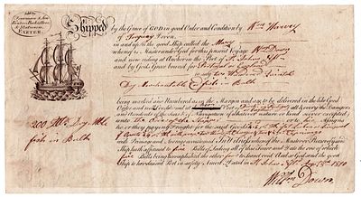 Newfoundland. Bill of lading sent from St. John, Newfoundland on August 19, 1810, to Portugal 