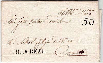 Pre-philately. Letter written in Alij&oacute; on July 25, 1812, marked VILLA REAL, VRL, rar. 4, in 