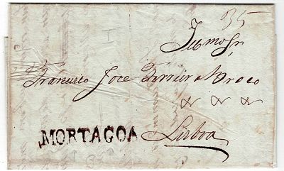 Pre-philately. Letter sent from Mort&aacute;gua. 9/12/1831. Sepia mark MORTAGOA MTR2. Rarity 8. 