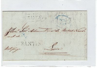 Postal history. Frank letters. Letter written in Gavi&atilde;o on 23/08/1846, mailed in Abrantes, with 