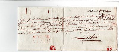 Postal history. Secured letter. Cover of execution proceedings sent from Viseu to Lisbon, of 