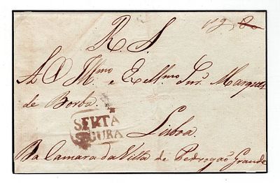 Postal history.Pre-philately. 1833. Letter from the Royal, with postage paid of 80 reis, later 