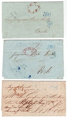 Postal history. Letters arriving from Brazil. Set of 3 letters sent from Bahia, Pernambuco, and 