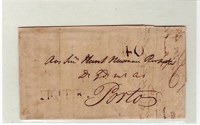 Postal history. Forwarding agents. FWA. Letter from Lisbon, dated 19.3.1811, via Figueira da 
