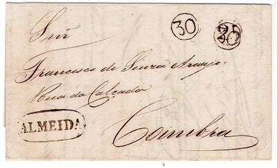 Postal history. Postage amendments. Letter written in Almeida on January 13, 1832, destined for 