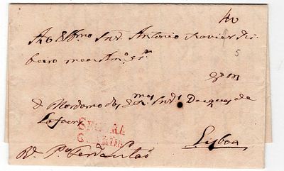 Postal history. Secure letters. Letter dispatched from Guarda on 27/07/1826, sent secure. 