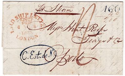 Postal history. Maritime mail. English packet ship. The beginning of the Peninsular Steam 