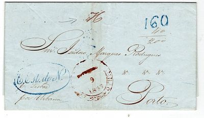 Postal history. Mark H of one of the postal districts of the city of Porto. Letter written in 