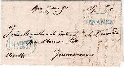 Porto / Franca – In blue, LF PRT13 + LF PRT-PP4 in a letter dated from Porto (26.10.??) to 