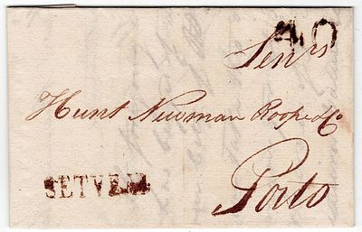Postal history. Written in Set&uacute;bal on October 3, 1811. It was marked SETUBAL, sent to Porto 