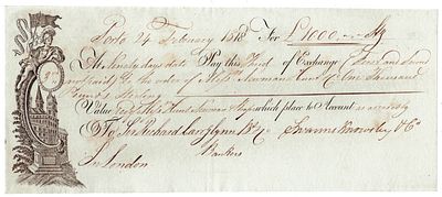 1818. Bill of exchange for &pound;1000 drawn by Hunt, Newman Roope, dated Porto 24/02/1818