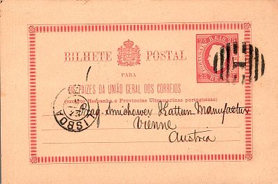Postal stationery. Lutz Hohensang. D. Lu&iacute;s relief 25 reis. 25 reis stationery OM 2, used in 