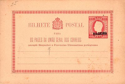 Postal stationery. Lutz Hohensang. D. Lu&iacute;s relief 25 reis. 25 reis OM 2 stationery, new with 