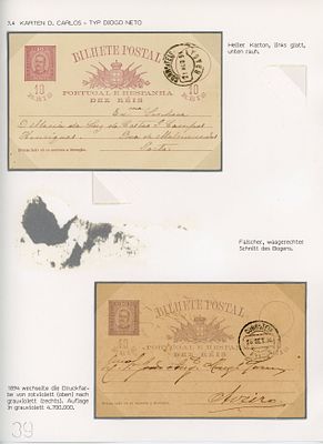 Postal stationery from the Lutz collection. 2 postal stationery items of 10 r&eacute;is from D. Carlos 