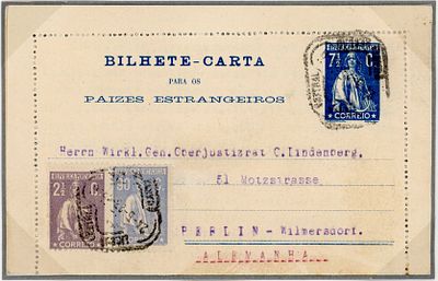 Postal stationery from the Lutz collection. Letter card for foreign countries, Ceres stamp of 