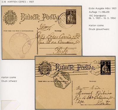 Whole, uppercase coins, Lutz collection, 2 whole Ceres coins, 15 centavos rate, OM#73, printed 