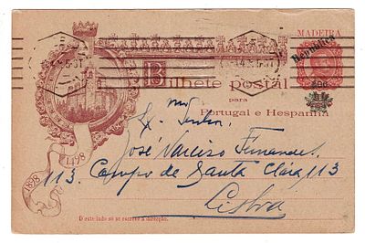 Postal Stationery. “Centenary postcards, with green overprint and surcharge”, on BP Madeira. 