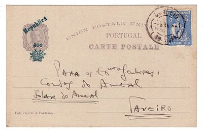 Portugal. Ceres. “Centennial postcards, with green surcharge and surcharge”, on mainland BP. 