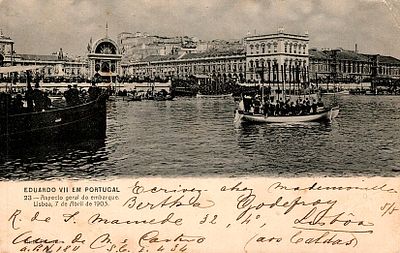 Monarchy Postcards. Postcard depicting King Edward VII's visit to Portugal. Circulated from 