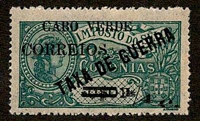 Cape Verde 1921 Africa Tax Stamps "WAR TAX", with locally typewritten overprint and surcharge. 