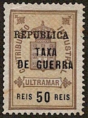Guinea 1919 Postal Tax - Fiscal stamp, with overprint "REPUBLICA" and "TAX / OF WAR". Mf#IP2 