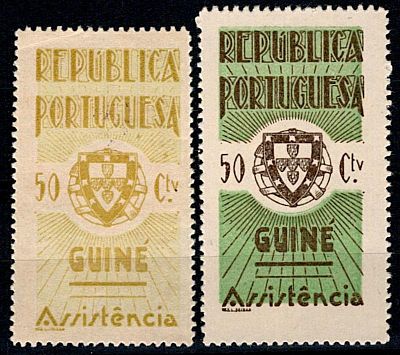 Guinea 1938-39 Postal Tax, Assistance. Full set of stamps Mf#IP9-10, on plain paper, 11 1/2 