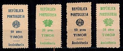 Timor 1948 Postal Tax, Assistance. 2 full sets Mf#IP11-12, 10 avos blue and 20 avos green, with 