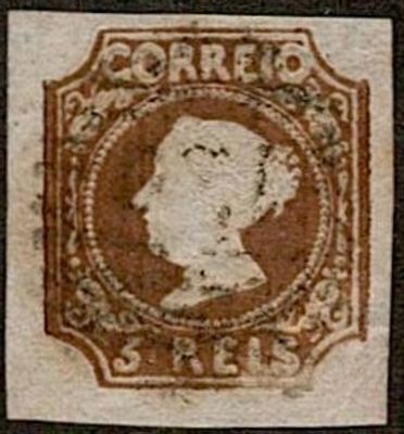 Reprints 1863 * 1853 D. Maria II. Reprint of the stamp Mf#1 of 5 reis brown, with stamp mark 