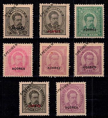 Azores reprints 1905 * 1884-1887 D. Luis facing portrait. Full set of 1905 reprints in 13 1/2 