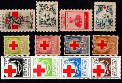 Portugal: Portuguese Red Cross cinderelas. 3 full sets of 4 stamps each from 1944, 1946 and 