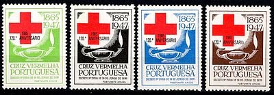 Portugal: Portuguese Red Cross cinderelas. Full set of 4 stamps from 1947. Mint cinderelas 