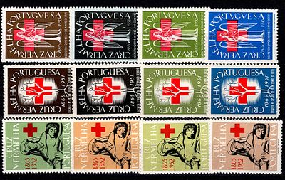 Portugal: Portuguese Red Cross cinderelas. 3 full sets of 4 stamps each from 1950, 1951 and 