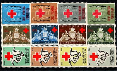 Portugal: Portuguese Red Cross cinderelas. 3 complete sets of 4 stamps each from 1953, 1954 and 
