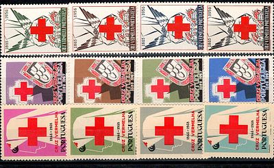Portugal: Portuguese Red Cross cinderelas. 3 full sets of 4 stamps each from 1956, 1957 and 