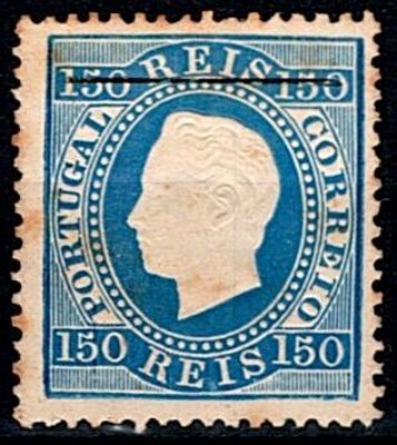 Reprints Portugal 1885 * 1870-76 D. Luis straight ribbon. Reprint of the Mf#45 150 reis blue 