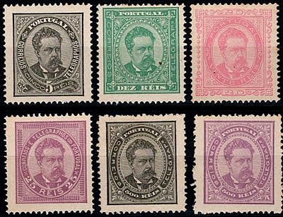 Reprints Portugal 1905 * 1880-81 D. Luis facing forward, new values. Full set of 6 reprints of 