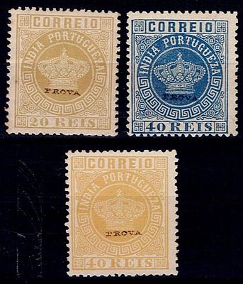 Reprints India 1885 * 1877 and 1880-81 Crown and Crown new colors WITH small proof overprint. 