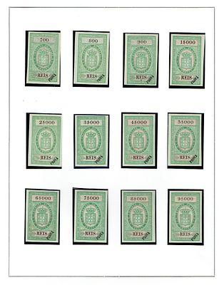 Tax stamps Angola. Large collection of Angolan tax stamps, covering all types of tax stamps 
